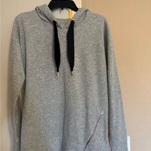 Gray Hoodie with Black Drawstrings